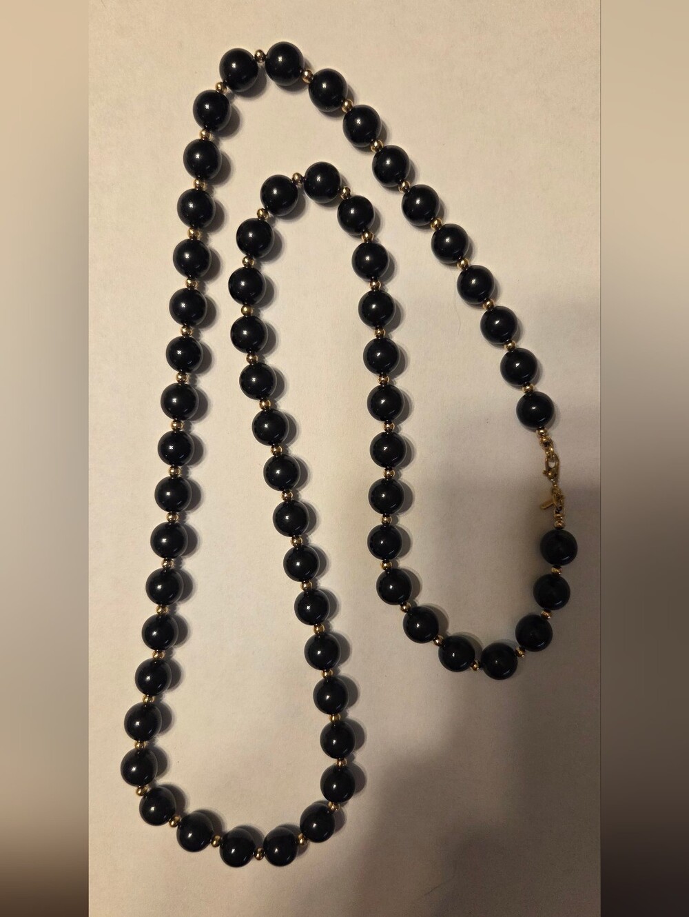 Vintage Monet Gold and Black Beaded Necklace